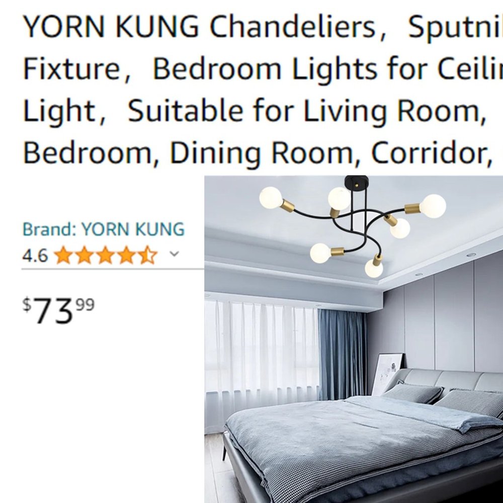 YORN KUNG Sputnik Chandelier Light Fixture ❇ 6-Light ❇ NEW IN BOX!! - Picture 12 of 12